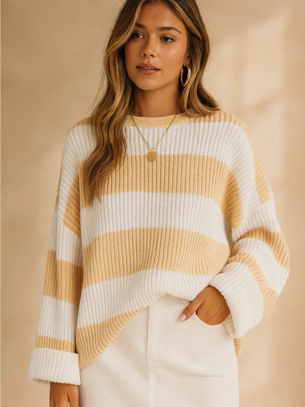 Vici Striped Ribbed Sweater